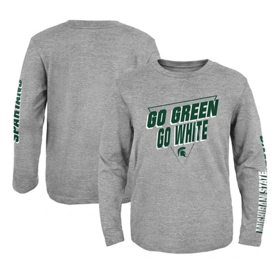 Outerstuff Kids' Youth Heather Grey Michigan State Spartans 2-hit For My Team Long Sleeve T-shirt
