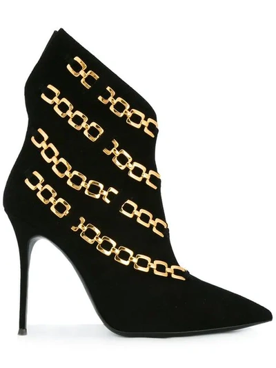 Giuseppe Zanotti Chain Embellished Suede Ankle Boots In Black