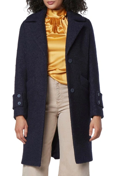 Andrew Marc Regine Pressed Bouclé Wool Blend Coat In Blue