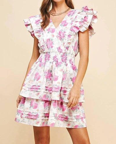 Pinch Wafa Floral Print Mini Dress In Multi