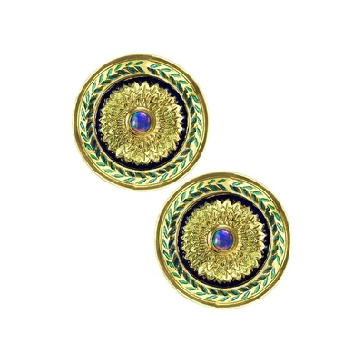 Kojis Vintage Opal Sheild Earrings