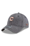 New Era Mlb Badged Black Label Linen & Cotton Ball Cap - Black In Chicago Cubs