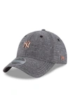 New Era Mlb Badged Black Label Linen & Cotton Ball Cap - Black In New York Yankees