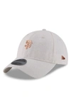 New Era Mlb Badged Black Label Linen & Cotton Ball Cap - Beige In San Francisco Giants