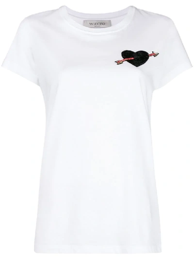 Valentino Heart Patchwork T-shirt In White