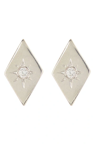 Anzie White Sapphire Geometric Stud Earrings In Silver