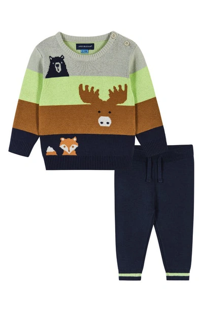 Andy & Evan Baby Boy's Forest Animals Cotton Sweater In Moose Brown