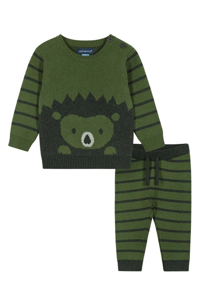 Andy & Evan Babies' Infant Boys Olive Porcupine Sweater Set In Olive Hedgehog