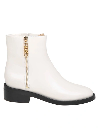 Michael Kors Leather Ankle Boot In White