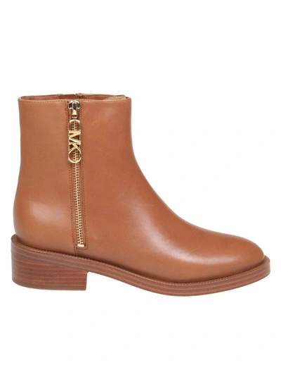 Michael Kors Leather Ankle Boot In Brown