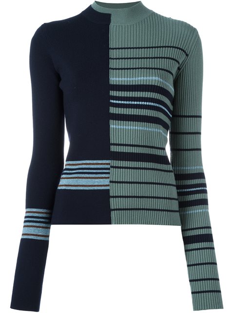 Maison Margiela Contrast Stripe Knitted Sweater | ModeSens