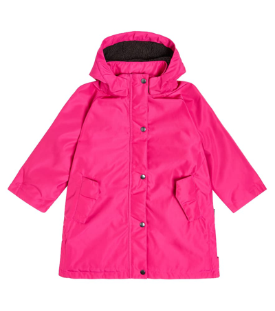 Molo Kids' Hooded Press Stud-fastening Coat In Pink