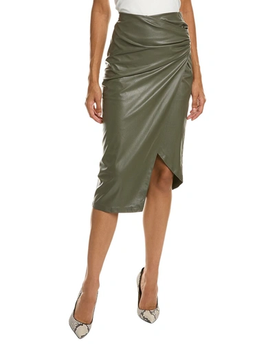 Helmut Lang Faux Wrap Leather Skirt In Army Green