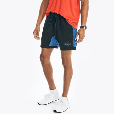 Nautica Mens Competition Sustainably Crafted 6" Colorblock Compression Short In Black