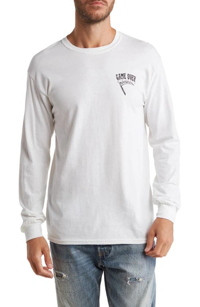 Retrofit Game Over Long Sleeve Graphic T-shirt In White