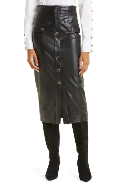 Veronica Beard Barrie Faux Leather Midi Skirt In Black