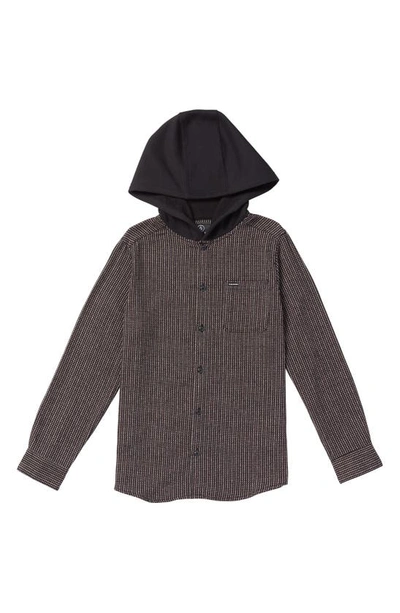 Volcom Kids' Archibold Hooded Button-up Shirt In Black
