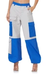 Afrm Colorblock Cargo Pants In Blue Light Grey