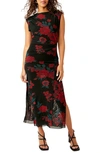 Free People Carmel Floral Mesh Dress In Midnight Combo