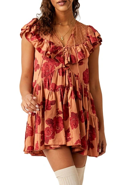 Free People Tilly Print Tunic Dress In Taupe Combo