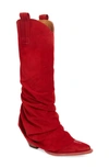 R13 Leather Sleeve Cowboy Boot In Red Suede