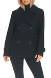 Sanctuary Wool Blend Coat With Removable Faux Shearling Collar In Black