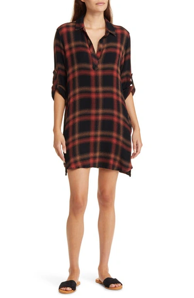 Bella Dahl Plaid Shirtdress In Golden Rust Plaid