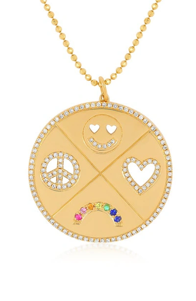 Ef Collection All The Happiness Diamond Pendant Necklace In 14k Yellow Gold