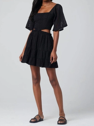 Saltwater Luxe Nova Lace Short Sleeve Mini Dress In Black Beaded Lights