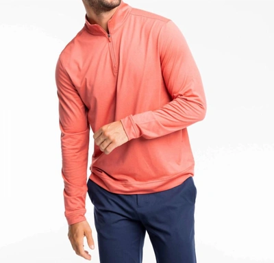 Southern Tide Backbarrier Heather Performance Quarter Zip Pullover In Heather Mineral Red In Orange