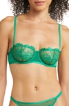 Etam Amaryllis Embroidered Underwire Demi Bra In Grass Green