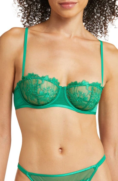 Etam Amaryllis Embroidered Underwire Demi Bra In Grass Green