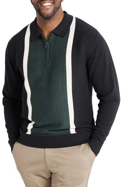 Johnny Bigg Braxton Colorblock Long Sleeve Quarter Zip Polo Sweater In Black