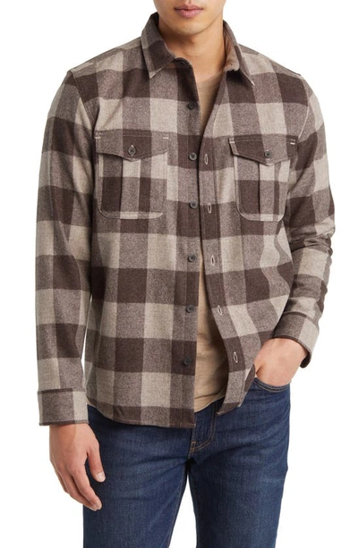 Pendleton Scout Buffalo Check Wool Flannel Button-up Overshirt In Brown/ Tan Mix Check