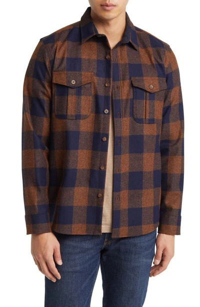 Pendleton Scout Check Wool Flannel Button-up Shirt In Blue/ Orange Mix Check
