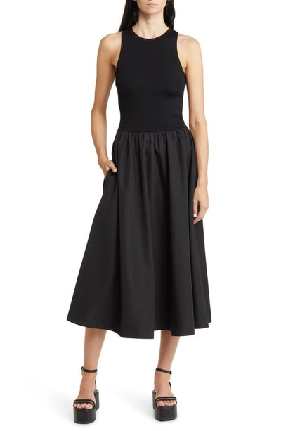 black sailor dress Milly Robena Feather-embellished Ribbed Midi Dress