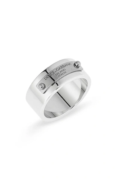 Dolce & Gabbana Logo Plaque Ring In Silver