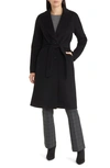 Michael Michael Kors Belted Wool Blend Coat In Black