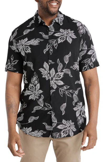 Johnny Bigg Floral Short Sleeve Button-up Shirt In Black