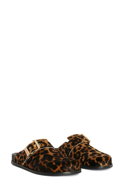 Allsaints Genuine Shearling Mule In Animal Brown