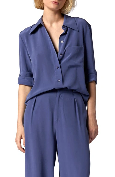 Equipment Quinne Silk Button-up Shirt In Blue Indigo