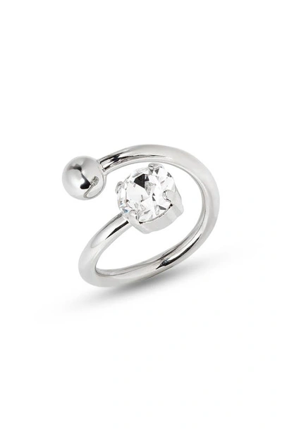 Justine Clenquet Maisie Crystal Open Ring In Palladium