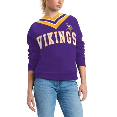 Tommy Hilfiger Purple Minnesota Vikings Heidi Raglan V-neck Sweater