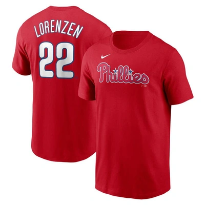 Nike Michael Lorenzen Red Philadelphia Phillies Player Name & Number T-shirt