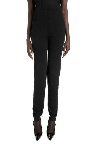 Saint Laurent High Waist Cashmere Joggers In Black