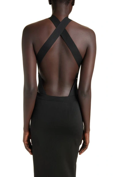 Saint Laurent Crossover Halter Neck Cutout Bodysuit In Nero