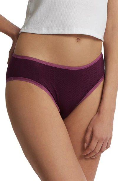 Hanky Panky Movecalm Ruched Back Briefs In Dried Cherry Red/damson Plum