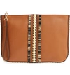 Vince Camuto Gitan Top Zip Clutch In Brown