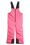 The North Face Kids' Freedom Insulated Waterproof Snow Bibs In Mr. Pink