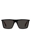 Hugo Boss 56mm Flat Top Sunglasses In Black/gray Solid